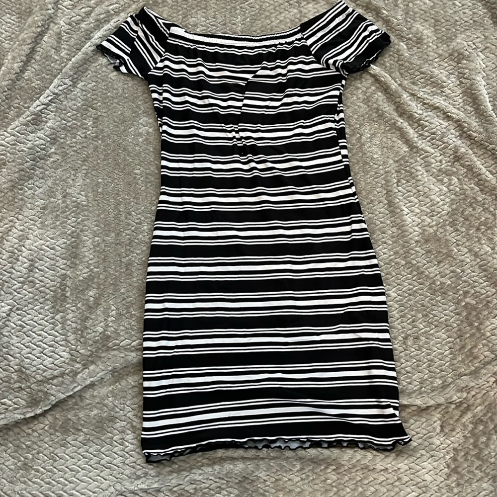 Black and white stripped dress